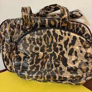 Nick & Nora Leopard Print PVC Cosmetic Bag & Tote Set - Y2K Style